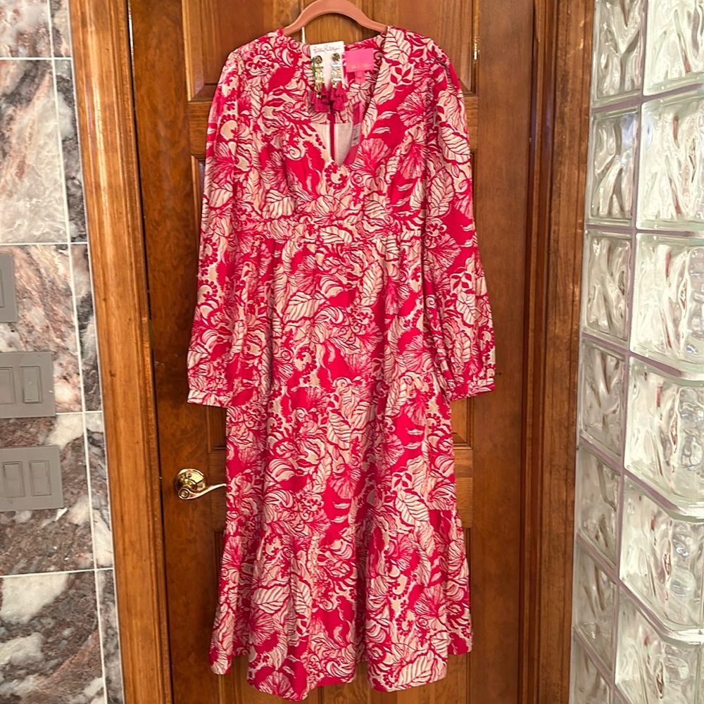 Lilly Pulitzer beautiful dress🩷 with earrings!